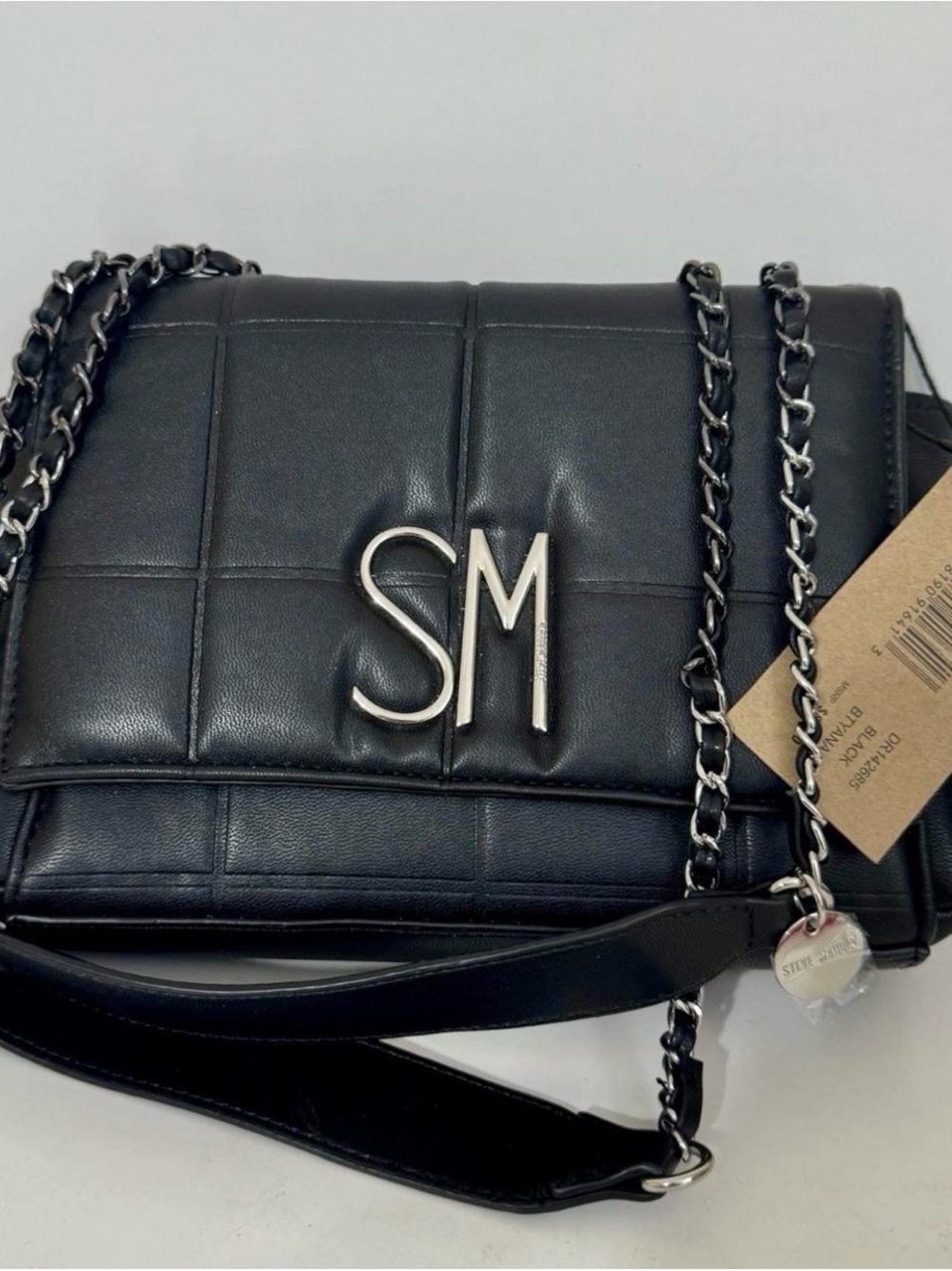 Steve Madden Black Quilted Crossbody with SM Hardware